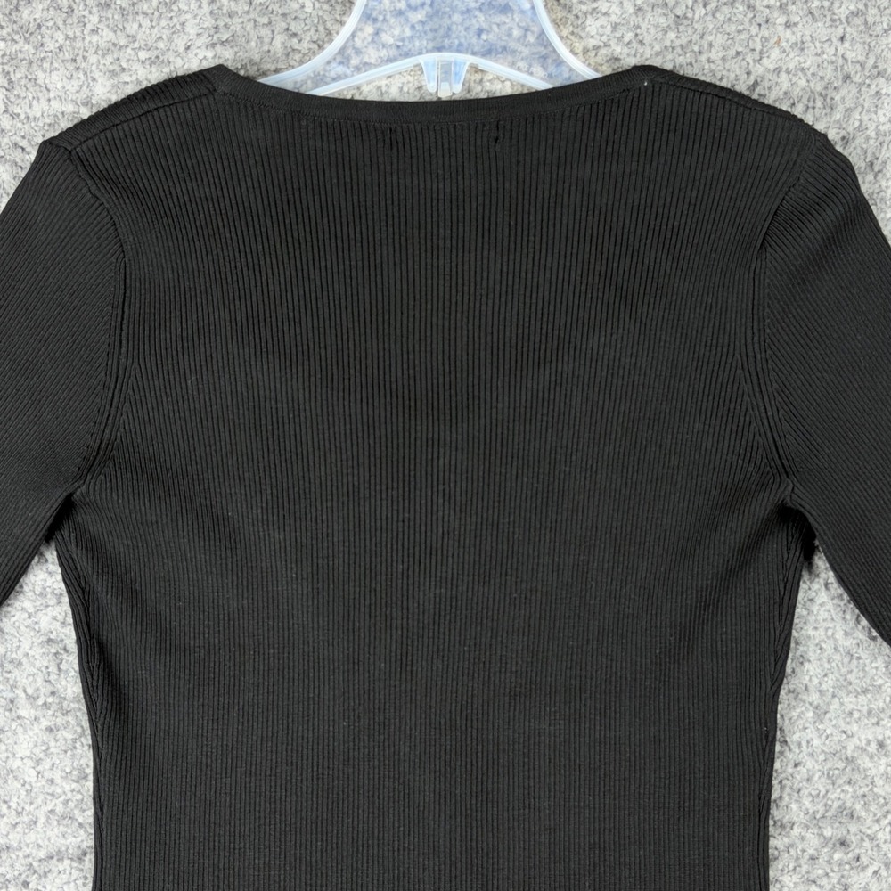 NEW August Silk Women's M Black Ribbed Cardigan Leopard Print Lace Up 2-in-1 Top - Picture 9 of 15